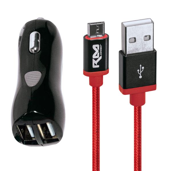 Cargador-Mechero Doble Conexión Mechero y Doble USB
